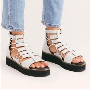 Free People Sunrise Flatform Sandals light teal size 37